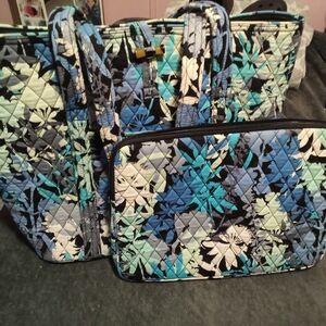 Vera Bradley Floral Tote And Laptop Case Set